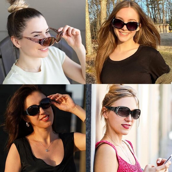 Women’s Polarized Rhinestone Sunglasses UV400 Protection Wrap Around main image 6